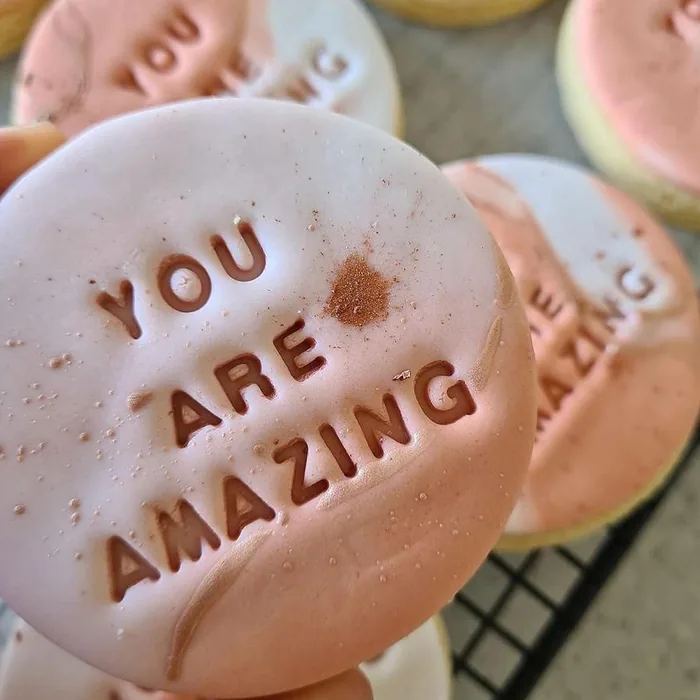 Custom sugar cookie stamped You Are Amazing