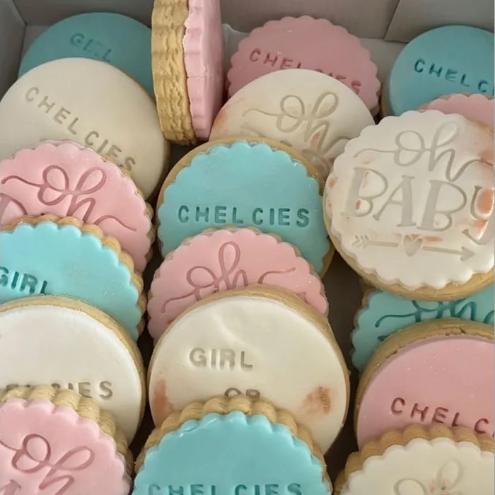 Pastel personalised name cookies for a party
