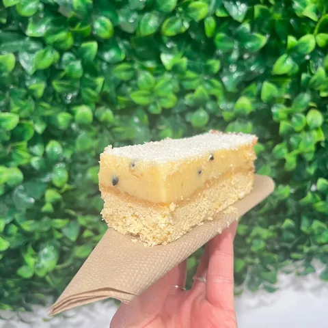 Passionfruit slice with a tangy custard layer
